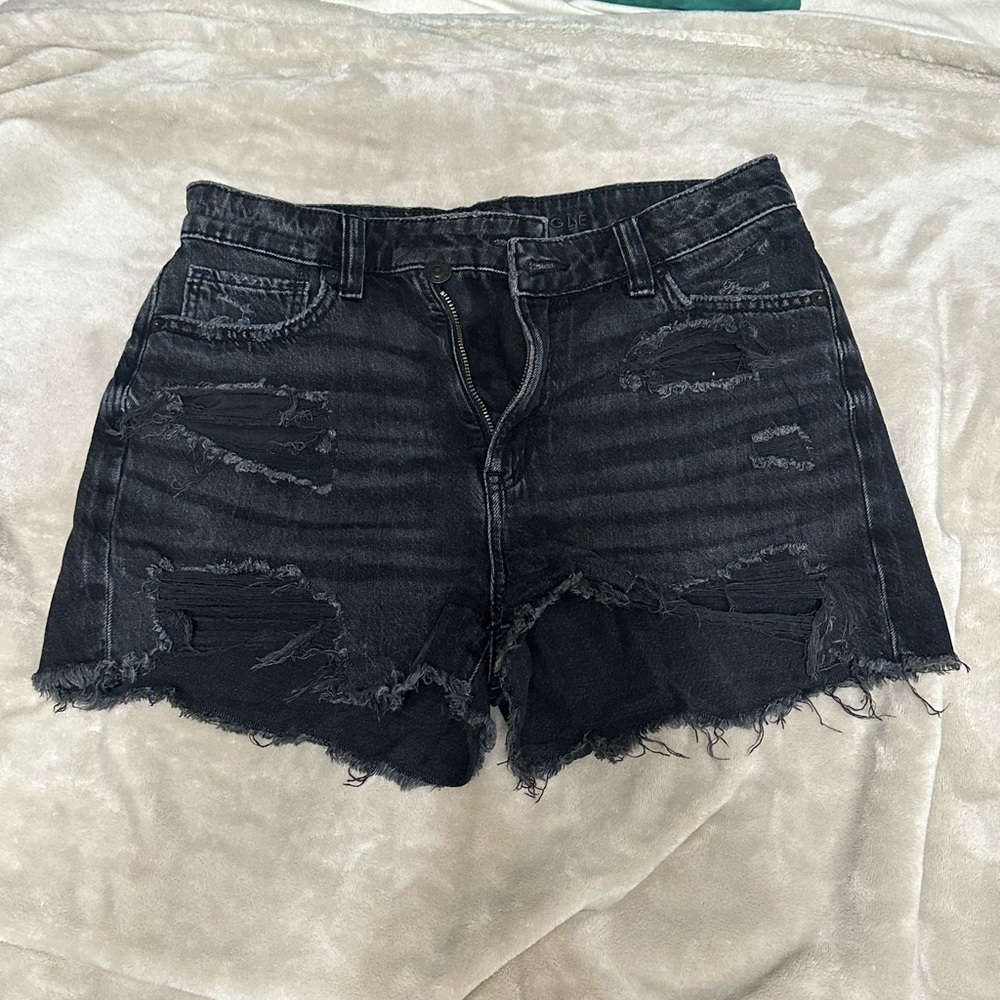 American Eagle Black Jean Shorts Raw Hem